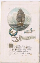 Postcard A New Year Greeting Ship Anchor Hands - £2.31 GBP