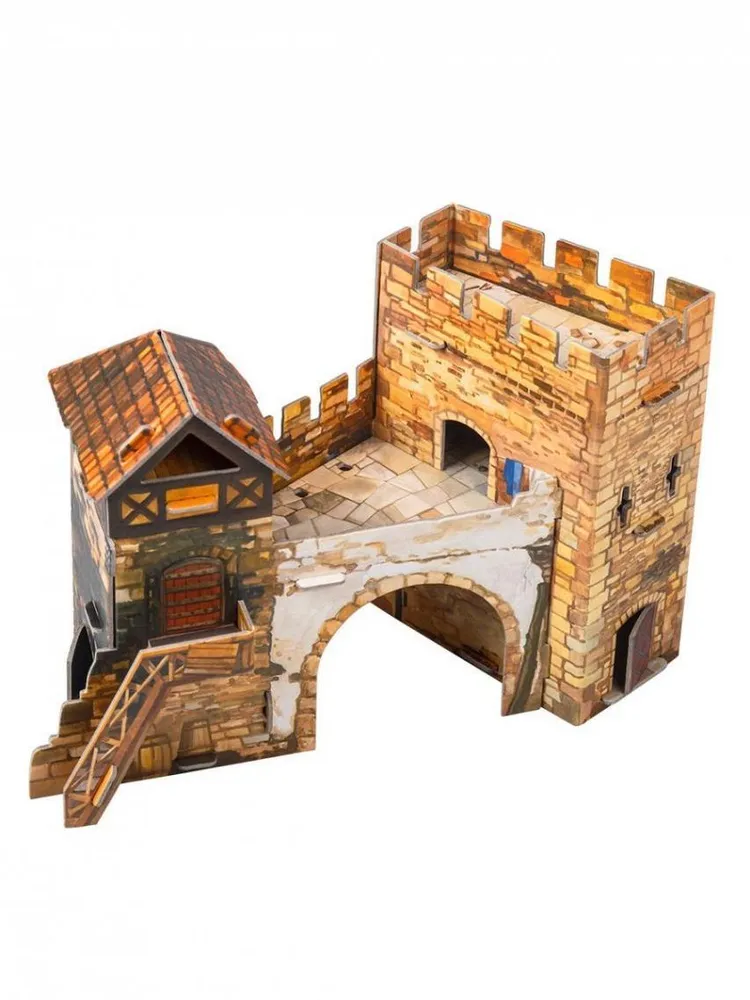 Old City Gate – DIY 3D Cardboard Medieval Building Puzzle with 12 Mini F... - $27.99