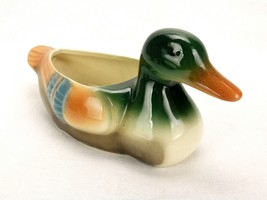 Porcelain Duck Figurine Planter, 1950s Vintage Royal Copley, Swimming Drake - £31.22 GBP