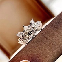 1.93 Ct Pear Cut Cluster Engagement Ring, Cluster Vintage Style Art Deco Ring - £90.74 GBP