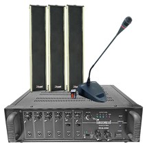 Commercial Paging System w/ 1x 250W Amplifier, 8x 30W Wall Speaker, 1x Desk Mic - £437.55 GBP