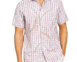Tasso Elba Men&#39;s 100% Cotton Stretch Botanical Plaid-Print Shirt Coral-S... - $18.97