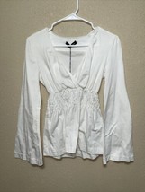 FLAVIO CASTELLANI Made In Italy Ladies V-Neck Long Sleeve Blouse SZ 40 NEW - £54.51 GBP