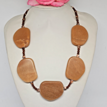 VTG Orange Aventurine &amp; Red Jasper Beaded Statement Necklace Stone Choker - $34.95