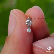 0.10 CT Sparkle Single Invisible Set Diamond Dangle Threaded 14K Gold St... - $3,523.16 MXN