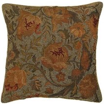 Throw Pillow Transitional Floral Pattern Beaded 20x20 Gold Beige Metal Down - £380.81 GBP