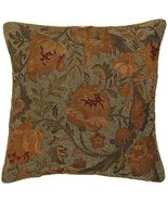 Throw Pillow Transitional Floral Pattern Beaded 20x20 Gold Beige Metal Down - £373.73 GBP
