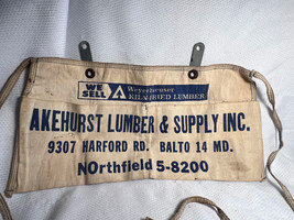 Vtg Canvas Nail Pouch Apron Akehurst Lumber &amp; Supply Inc Harford Rd Balt... - $39.95