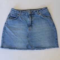 Topshop Moto RN#125149 Women's Blue Denim Frayed Mini Skirt Size 8 Waist 28" image 13