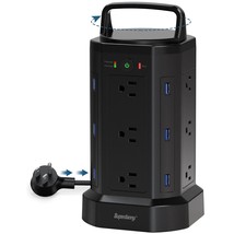 Power Strip Tower, Handle CordRetracting, 2100J Surge Protector, 12 Widely Space - £42.47 GBP
