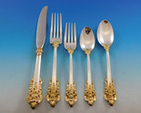 Grande Baroque Gold Accent by Wallace Sterling Silver Flatware for 8 Set... - £3,503.32 GBP