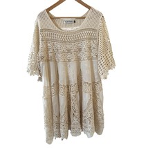 Western Women Crochet Tunic Top Eyelet Lace Cream Size 12 Concert Beach ... - $557.81 MXN