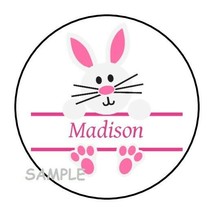 30 Personalized Easter Envelope Seals Labels Stickers 1.5&quot; Round Bunny - £9.50 GBP