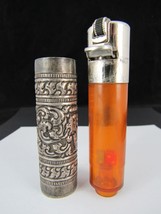 Rare! Lighter Sterling Silver &amp; Dice Tube Cylinder Cigarette Vintage Elephant - £153.83 GBP