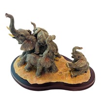 Elephant And Calves Figurine Family Sculpture 9&quot; x 7&quot; - £25.63 GBP