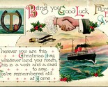 1914 W&amp;K Postcard Bring You Good Luck From Far Away Christmas Airplane S... - $8.86