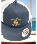 Yupoong Oyster Canal Street Snap Back Hat Men Blue Golden Embroidered Ship - $16.00