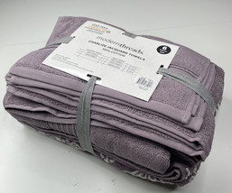 Modern threads NWT 6 piece set charlize jacquard cotton purple towels sf - £22.88 GBP