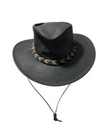 Minnetonka Fold Up Hat Perforated Leather Outback Cowboy Western Strap S... - €32,06 EUR