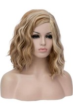14&quot; Women Girls Short Curly Blonde Brown Wavy Wig Body Wave Halloween Cosplay - £18.32 GBP