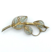 LACY FILIGREE leaf and branch vintage pin - blue gold-plated 800 silver ... - £18.09 GBP