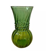 Vintage Anchor Hocking Green Glass Vase With Swirled Design 6 1/2&quot;    20A - €8,46 EUR