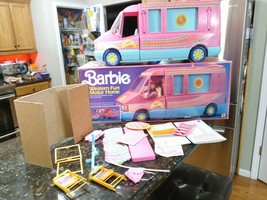Vintage 1989 Barbie Western Fun Motor Home Camper Van with Orig Box INCOMPLETE - £287.07 GBP