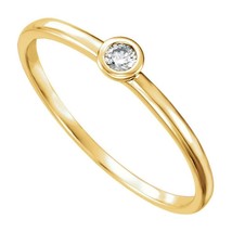 Simulated Diamond 14K Yellow Gold Plated Solitaire Engagement Promise Ring - £66.90 GBP