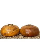 Vtg Duncans Myrtlewood Candle Holders Set 2 Oregon Brass Candlestick 60s... - $33.88 CAD