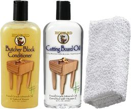 Howard Butcher Block Conditioner + Cutting Board Oil | Daley Mint Cloth for Wood - £28.46 GBP