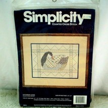 Counted Cross Stitch Kit Vintage Simplicity Patchwork Goose New Old Stock Sealed - £12.45 GBP