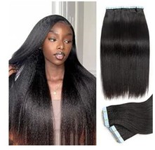 MRSHAIR Natural Black Tape in Hair Extensions Human Hair For Black Women... - $27.72