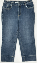 Chicos Platinum Crop Jeans Womens Size 1.5 Blue Mid Rise Capri Med Wash Denim - £9.59 GBP