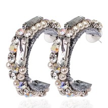 MANILAI  Charm Stud Earrings Women Handmade Statement Earrings Rhinestones Imita - £10.95 GBP