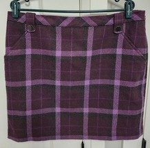Loft Women&#39;s Skirt Purple Plaid Side Zip Size 14 - $12.88