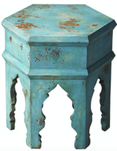 Anthropologie Style Blue Moroccan Farmhouse Accent Side Table - INDIA - £244.77 GBP