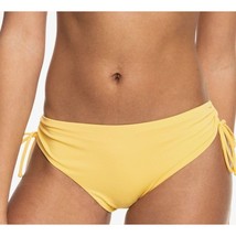 Roxy Beach Classics Full Bikini Bottom Cinch Tie Mid Rise Yellow L - $14.49