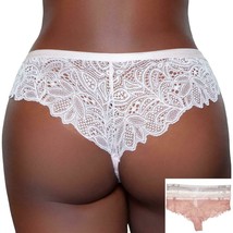 Lace Mesh Panty Cheeky Sheer Lined Crotch 3 Color Pack Pink Lavender Ros... - £14.10 GBP