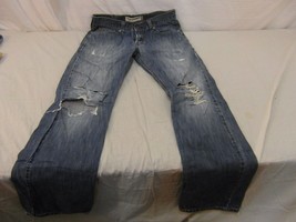 Rare Levis 514 Men&#39;s Slim Straight Jeans 33x34 Maker Fashion Tears &amp; Rips Knees - £31.99 GBP