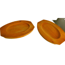 Vintage Oak Wood Serving Tray Platters Set of 2 - $18.80