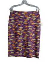 LuLaRoe Cassie Pencil Skirt Stretch Colorful Multicolored Feather Print ... - $11.88