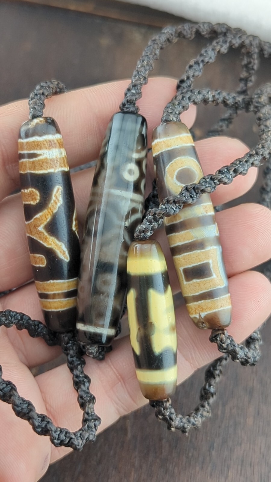 Lote 4 Patrones de Ojos Tibetanos Antiguos Vintage Piedra de Ágata Dzi Bead... Item image 4