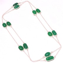 Green Onyx Handmade Gemstone Christmas Gift Necklace Jewelry 36&quot; SA 2264 - £6.24 GBP