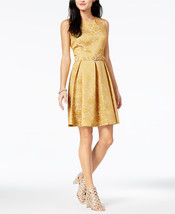 NWT-NINE WEST ~Size 10~ Ornate Jacquard Belted Pleated Dress Retail $89 Gorgeous - £25.16 GBP