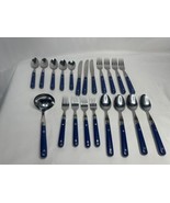 Anacapa Blue Flatware Set With Ladle Forks Spoons Knives 21 Pc Set - £47.44 GBP