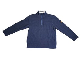 Orvis Sweater Mens Medium Blue Sherpa Fleece Lined Pullover Quarter Zip Pockets - £18.76 GBP