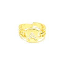 18K Gold Plated Gemstone Initial Letter Ring CZ Alphabet A-Z Adjustable ... - £19.69 GBP