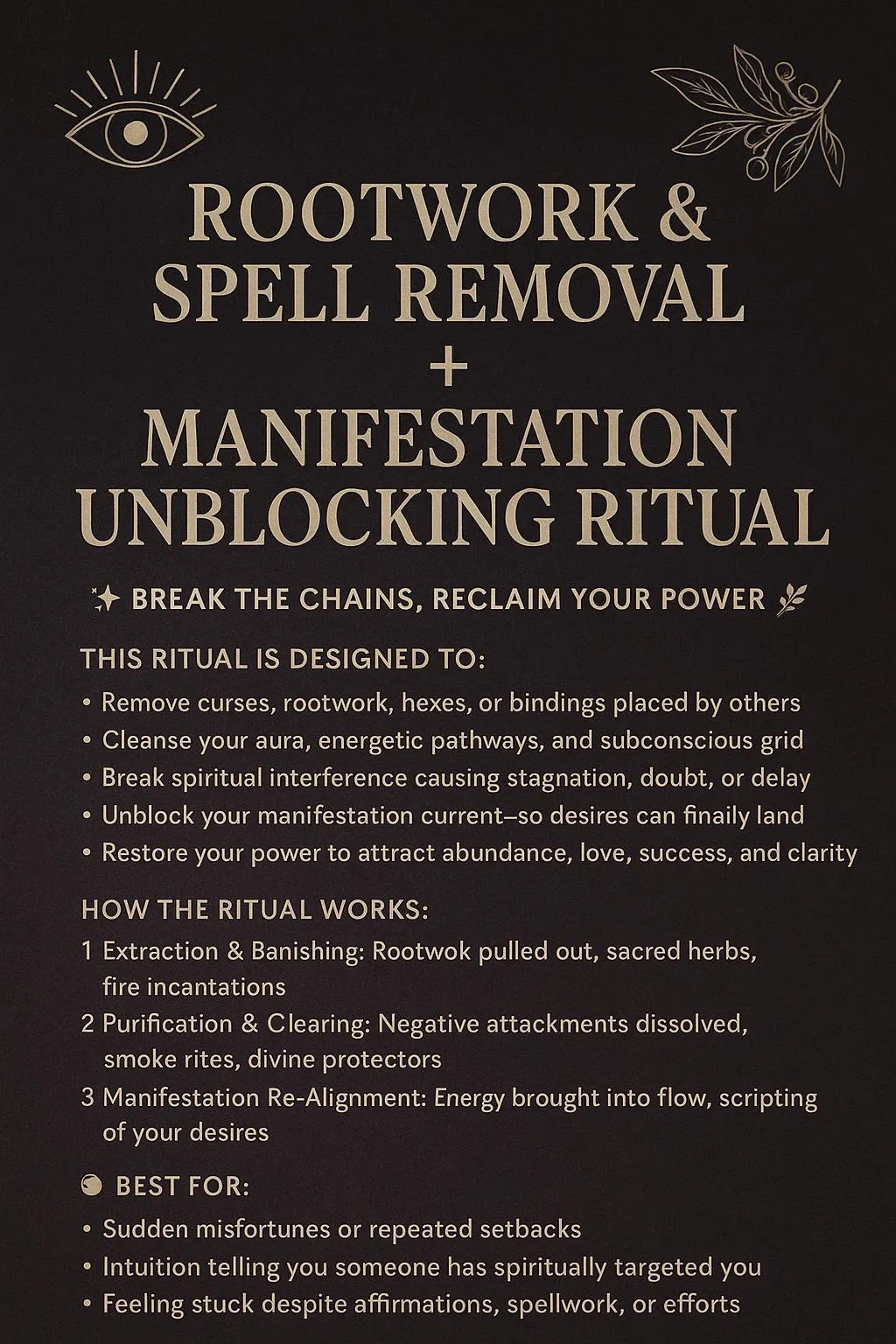 Rootwork &amp; Spell Removal + Manifestation Unblocking Ritual | Break the C... - $125.00