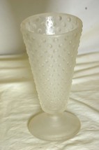 Indiana Glass Trumpet Vase Hobnail Satin Frosted Clear Footed - $19.79
