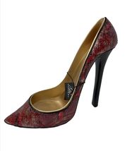 Shoe Wine Bottle Holder Red Black Snakeskin Look Stiletto 8" High Poly Resin Bar image 4